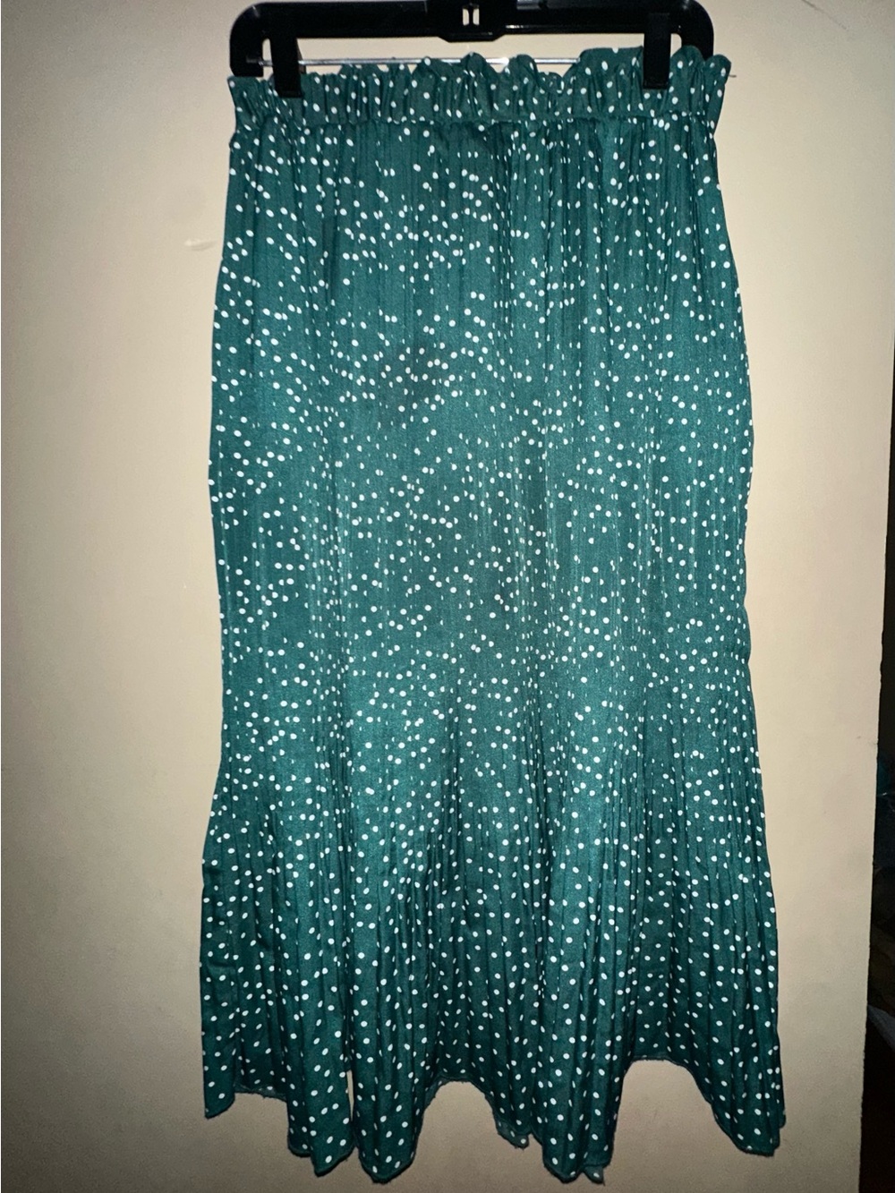 Teal Polka Dot Maxi Skirt - Stretchy w/ pockets